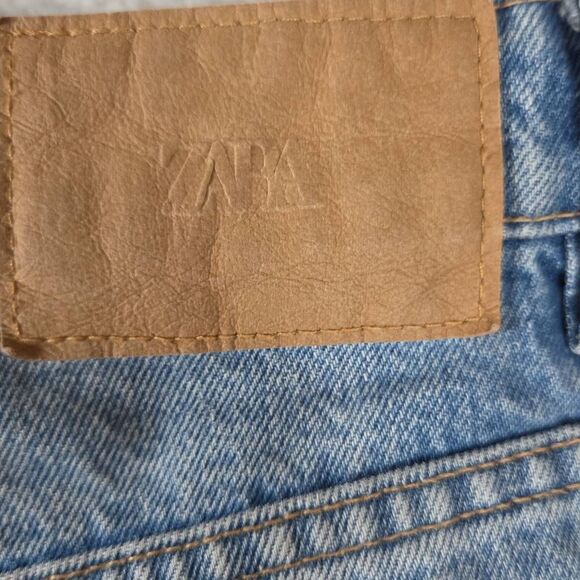 Zara Women's High Rise Button Fly Raw Cut Hem Denim Jeans Blue Size 4 - Picture 6 of 7
